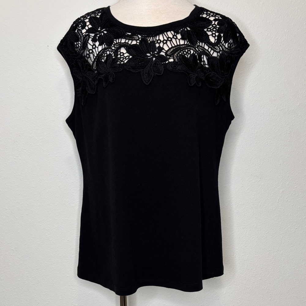 Dress Barn size 1X elegant Black Lace Top